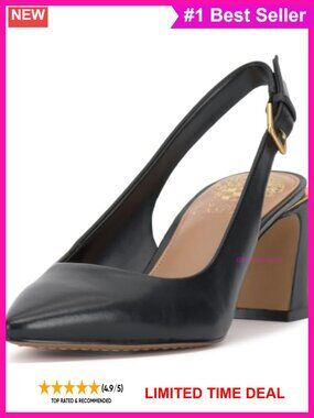 Slingback Pump Pointed Toe Block Heel Buckle Leather